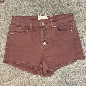 Juniors button fly cut off shorts